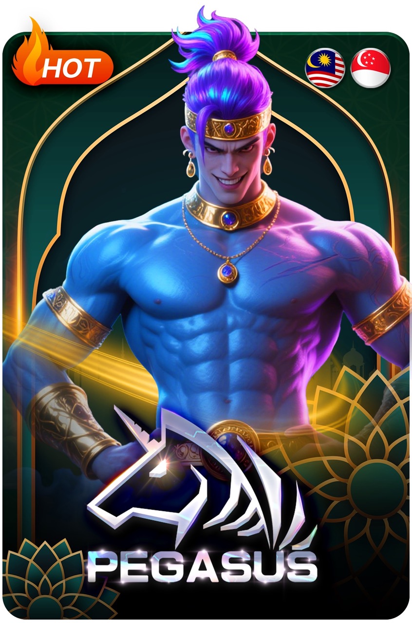 Pegasus slot — blue genie fantasy warrior, HOT